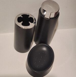 Black and Silver Soap Dispenser Set